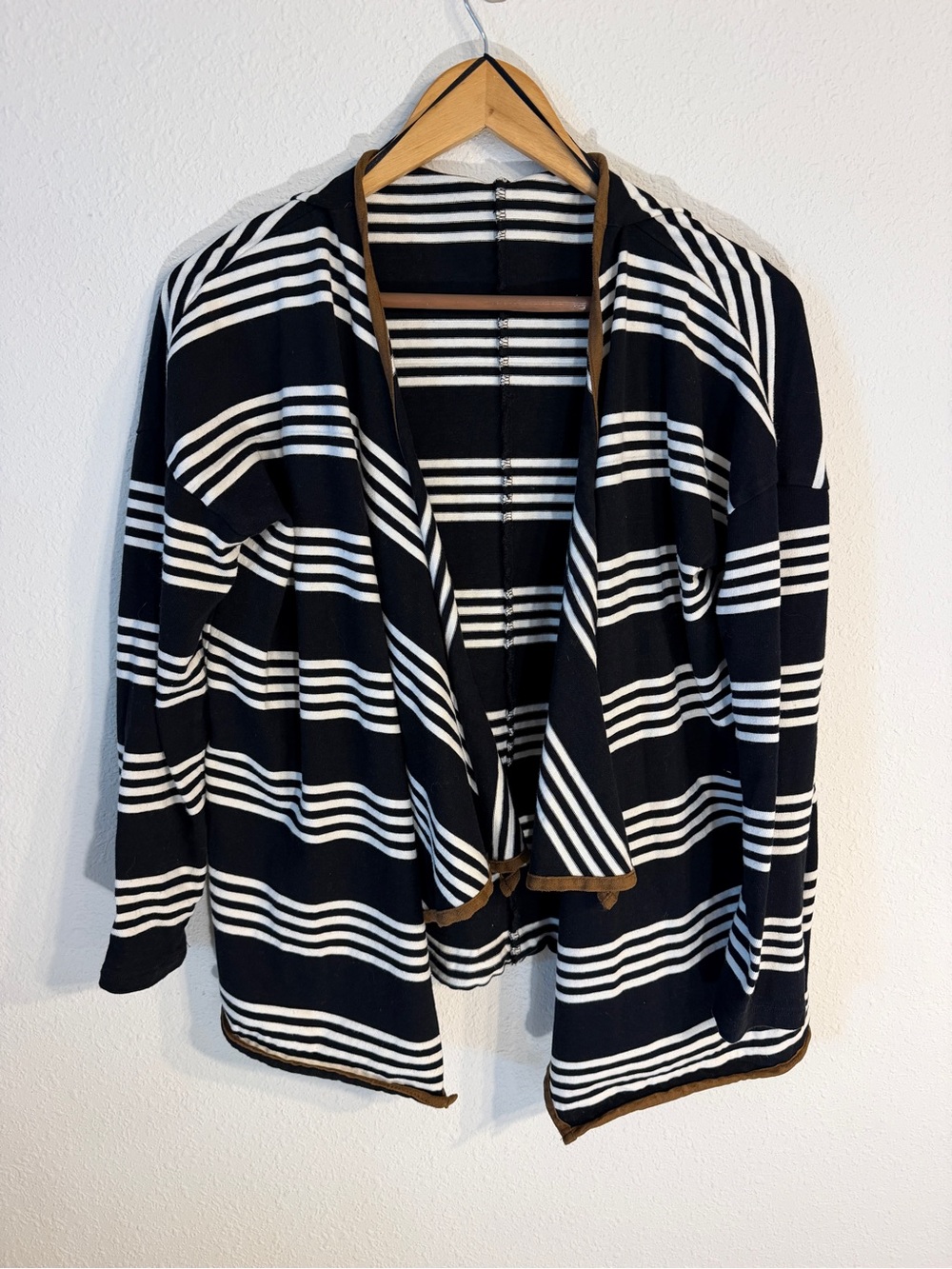 EDC Black & White Striped Open-Front Cardigan